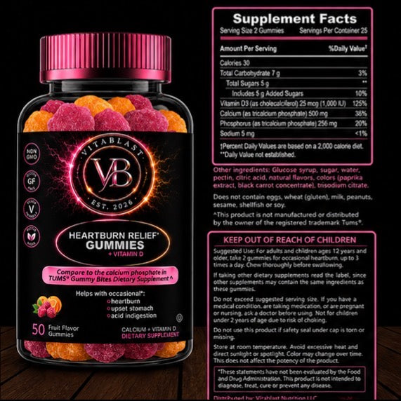 VitaBlast HeartBurn & Acid Relief Gummies